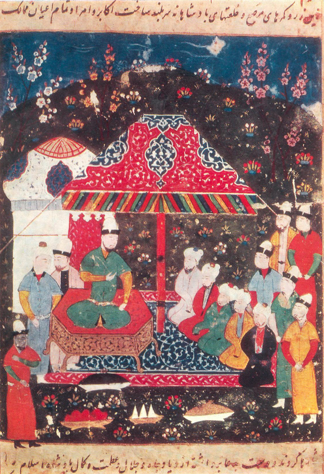GAZAN-KHAN   GIVES  A  FEAST  FOR THE NOTABLES IN HIS TENT IN URJANN Masud   ibn   Osman-i   Kukhistani.   History of Abul-Khair-Khan