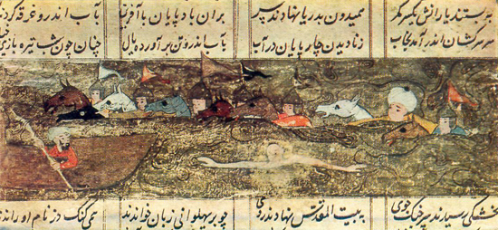 Muhammad   Murad   Samarkandi FERIDUN   AND   HIS   MEN   CROSS   THE ERVEND (TIGRIS), Firdawsi. Shah-nama