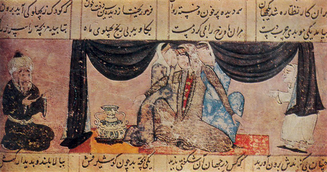 Muhammad   Murad Samarkandi RUDABE GIVING BIRTH TO A CHILD, Firdawsi. Skali-nama