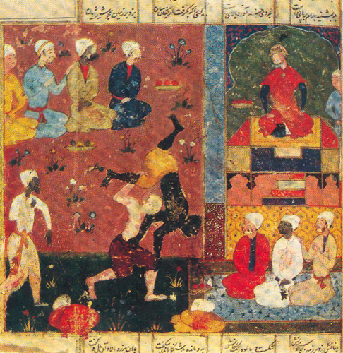 BAHRAM GUR FIGHTS IN THE PRESENCE OF SHINGIL, Firdawsi. Shah-nama