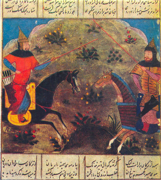 THE BATTLE OF RUSTAM AND APRASIAB, Firdawsi. Shah-nama