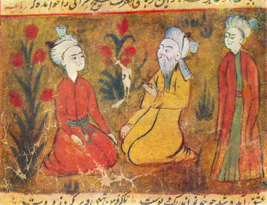 AMIR KHOSROV DIHLEVI AND YOUNG MEN, Sultan-IIusain Baikara. «Madjlis al-Ushshak»
