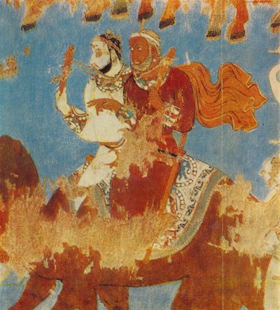 Фрагмент настенной росписи дворца на Афрасиабе