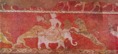 Фрагмент настенной росписи «Красного зала». Варахша. VIII в.